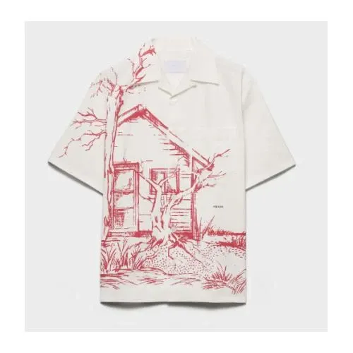 PRADA プリントコットン ボウリングシャツ
