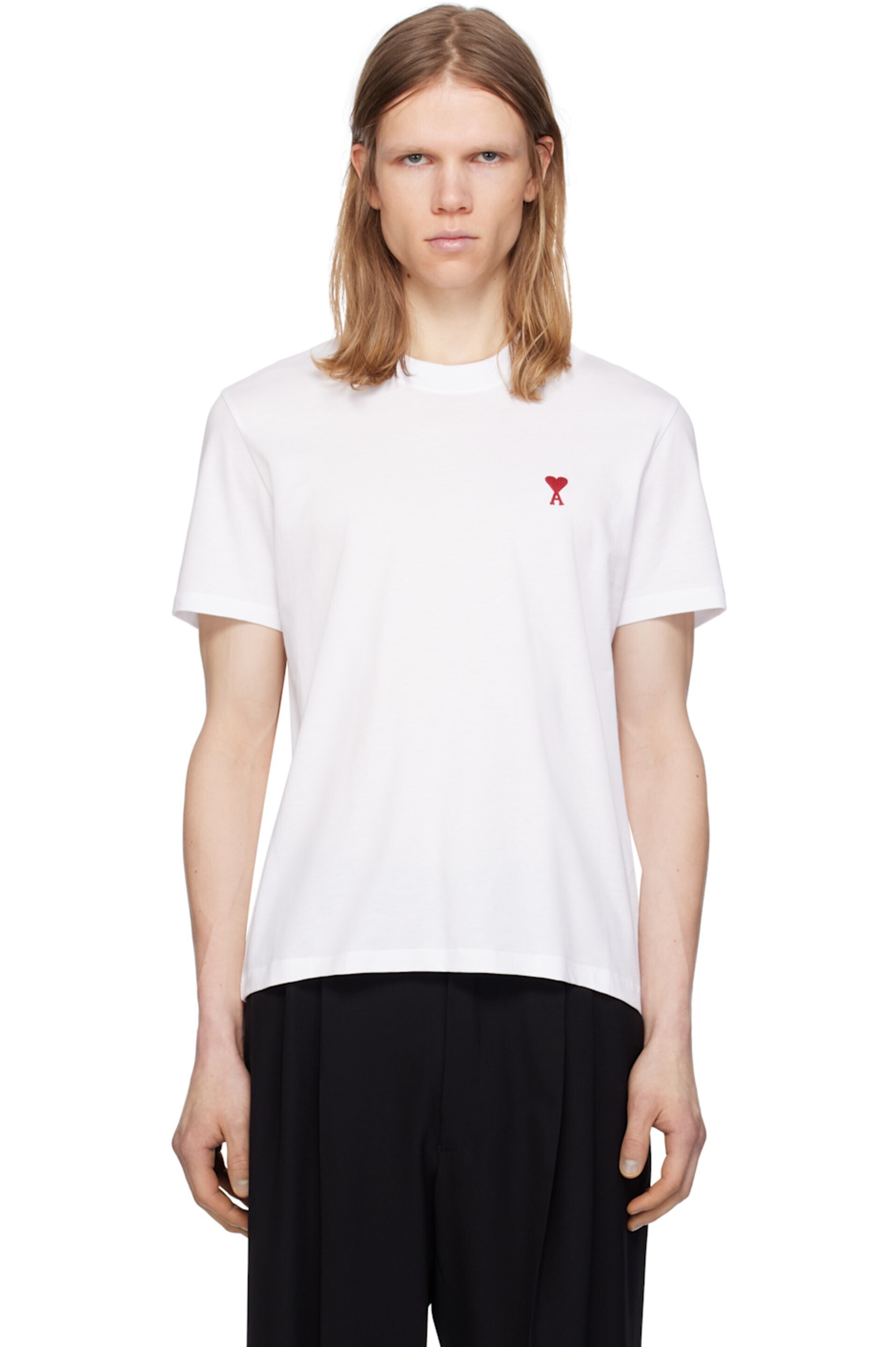 AMI PARIS ホワイト Ami de Coeur コットン Tシャツ