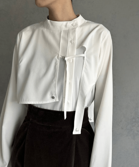 &g’aime BELT LAYERED ASYMMETRY DESIGN BLOUSE/988-63201