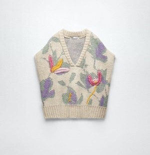 ZARA エンブロイダリー ニットベスト