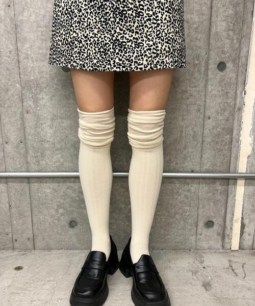 W♡C デザインニーハイソックス