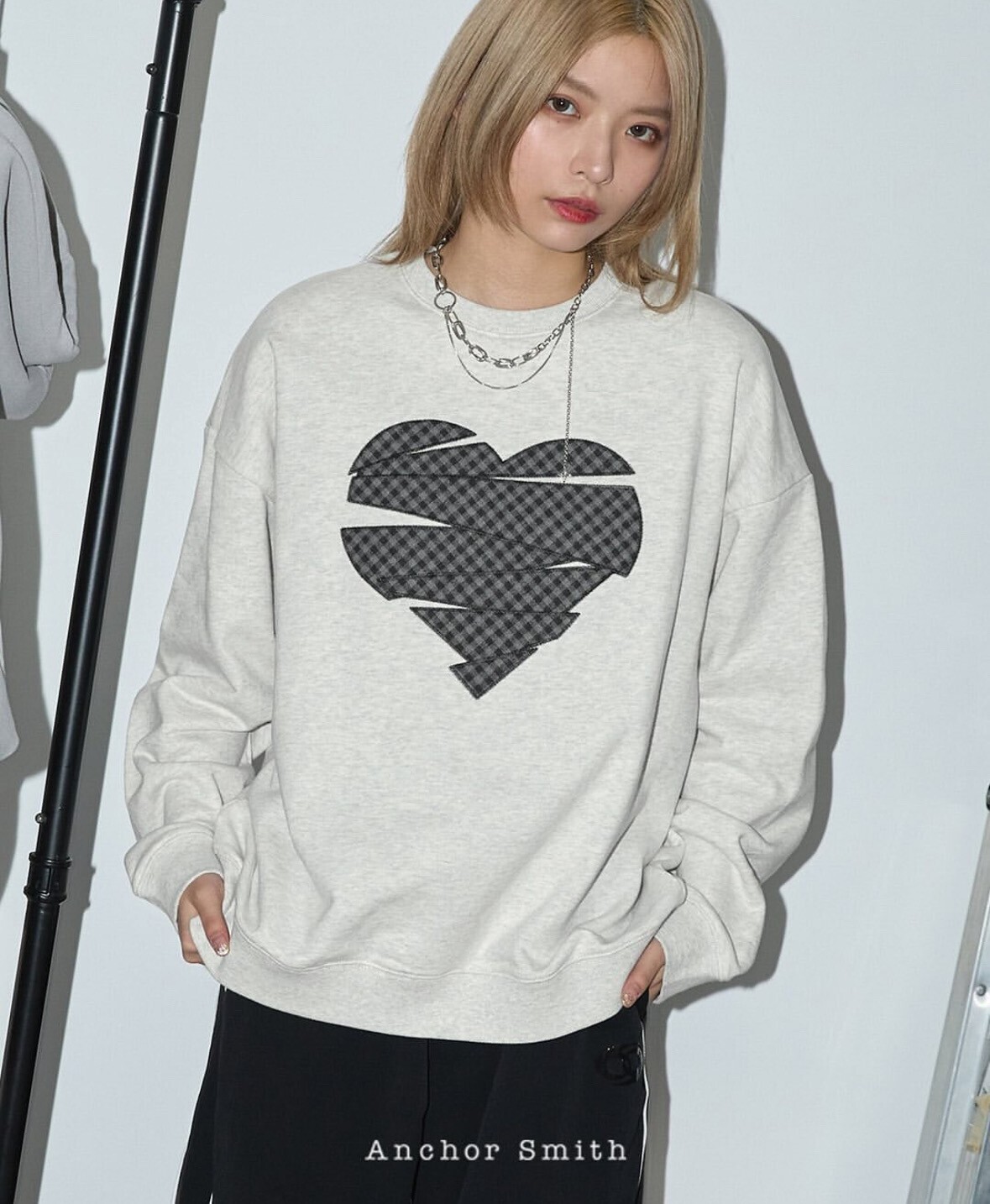 Anchor Smith ハートモチーフワッペン刺繍オーバーサイズスウェット