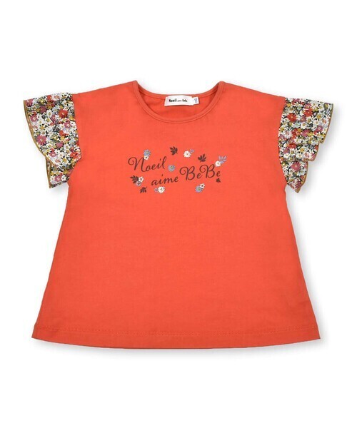 Noeil aime BeBe 花柄袖切り替えTシャツ