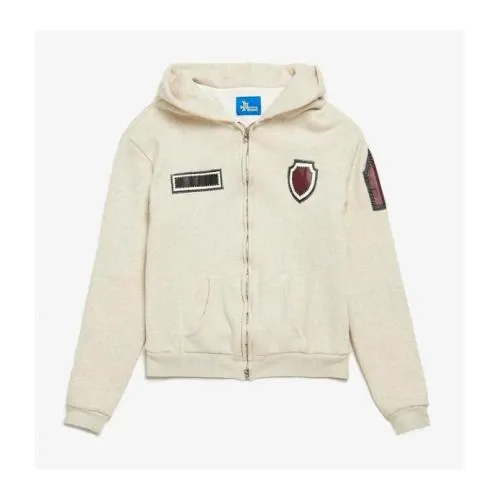 Marking Distance White Patch Detailed Thermal Cotton Hoodie