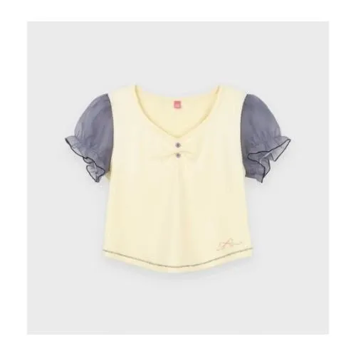 SINOON Ribbon Shirring Puff T-Shirt