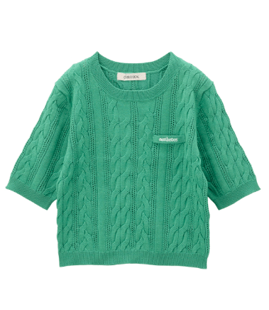 COCODEAL ケーブルハーフスリーブニット