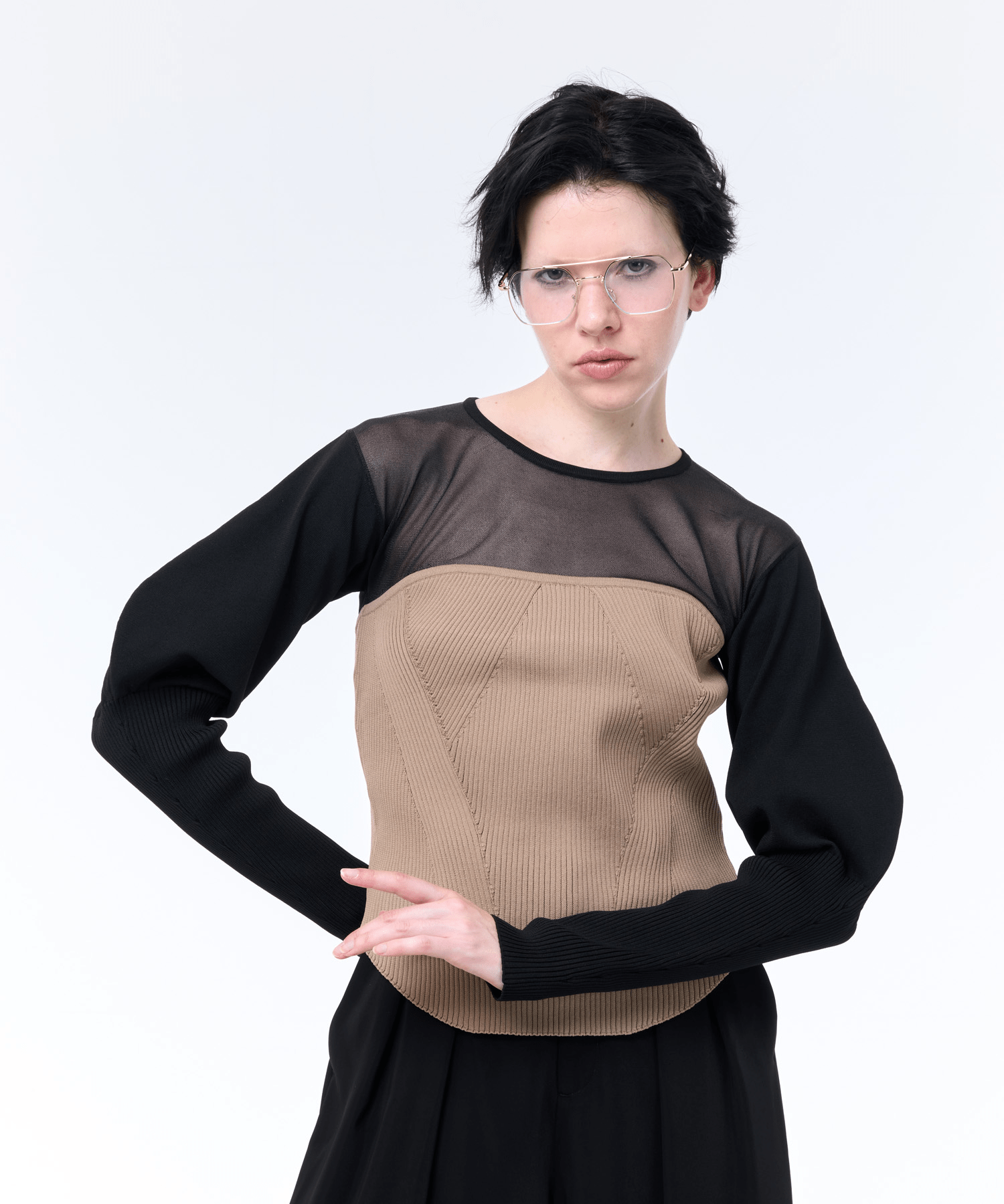 LAEMUSE SHEER × SPONDISH BUSTIER COMBINATION KNIT