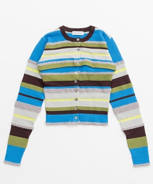 MAISON SPECIAL Multiway Colorful Border Cardigan