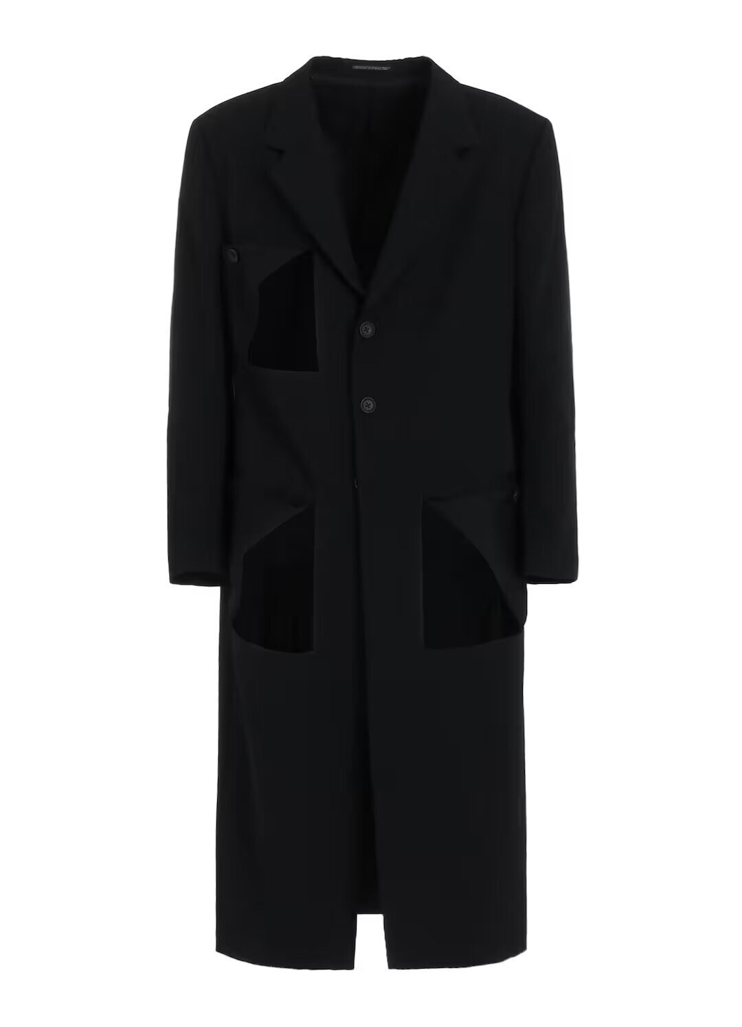 Yohji Yamamoto POUR HOMME WOOL GABARDINE DIAGONAL BUTTON LONG JACKET