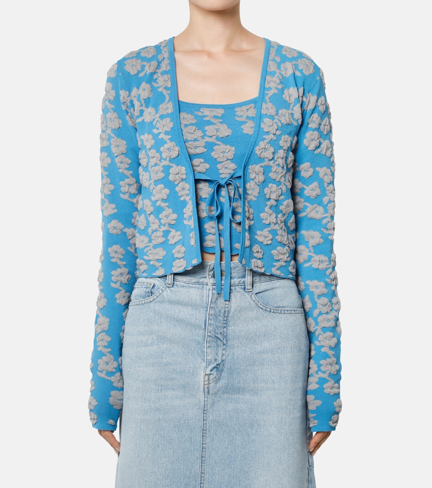 LE CIEL BLEU Flower Jacquard Knit Set