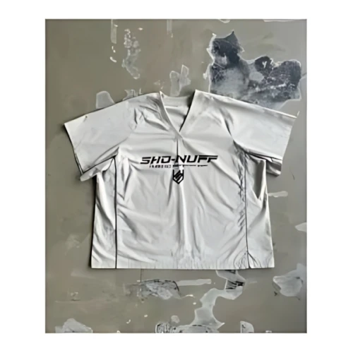 SHAGGIE オーバーサッカーユニフォームロゴナイロンTシャツ