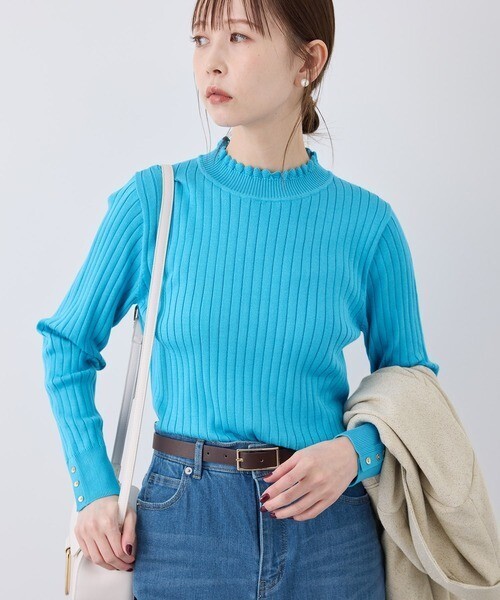 ROPE' PICNIC BIOGRACE(R)スカラップネックリブニットプルオーバー