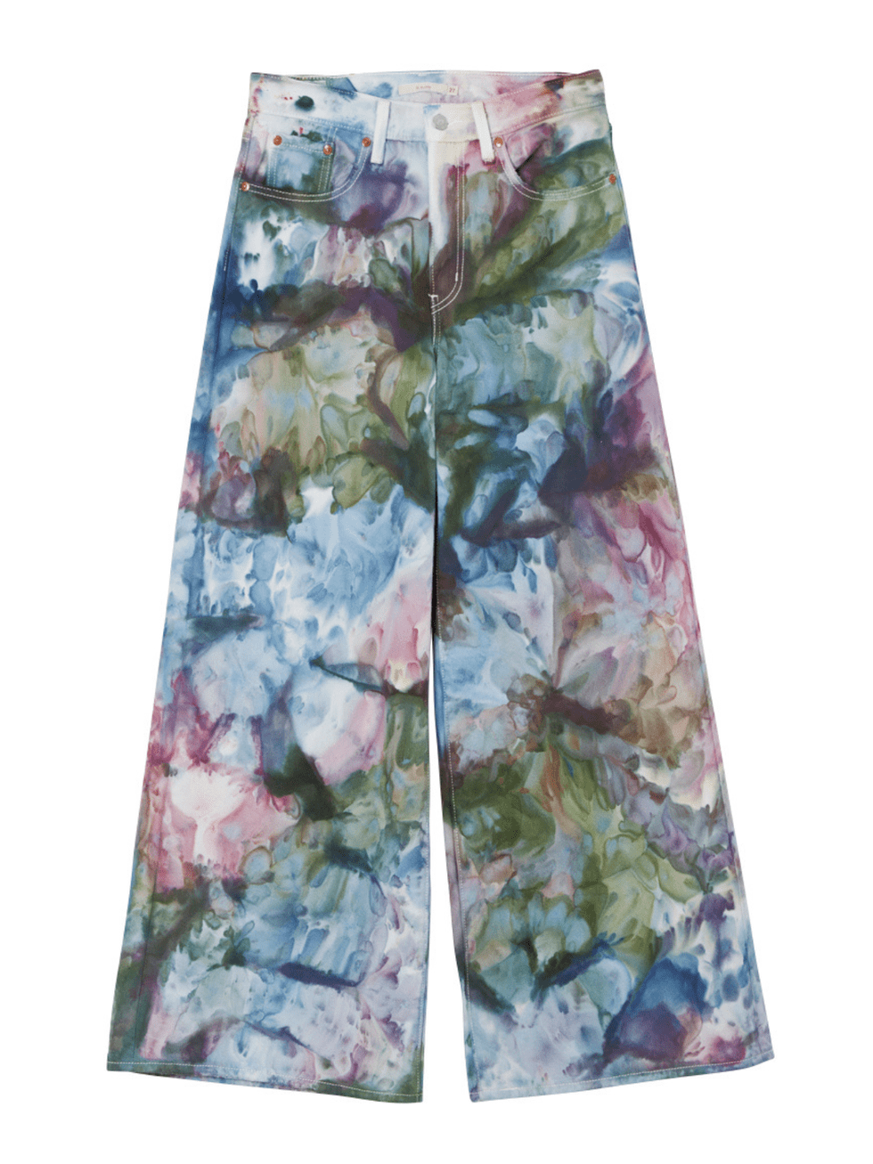 ANNA SUI Ocean Tie Dye Wide Leg Jeans