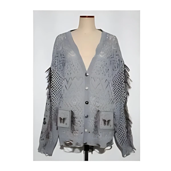 rurumu: revival fringe knit cardigan