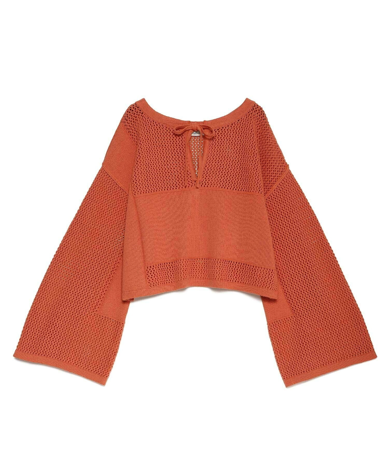 SEAGREEN (W)SEE THROUGH MOSS STITCH KNIT TOPS