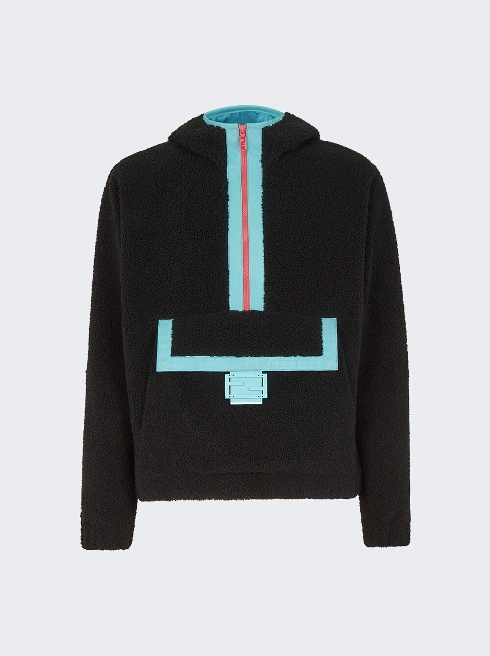 FENDI WOOL TEDDY ANORAK BLACK