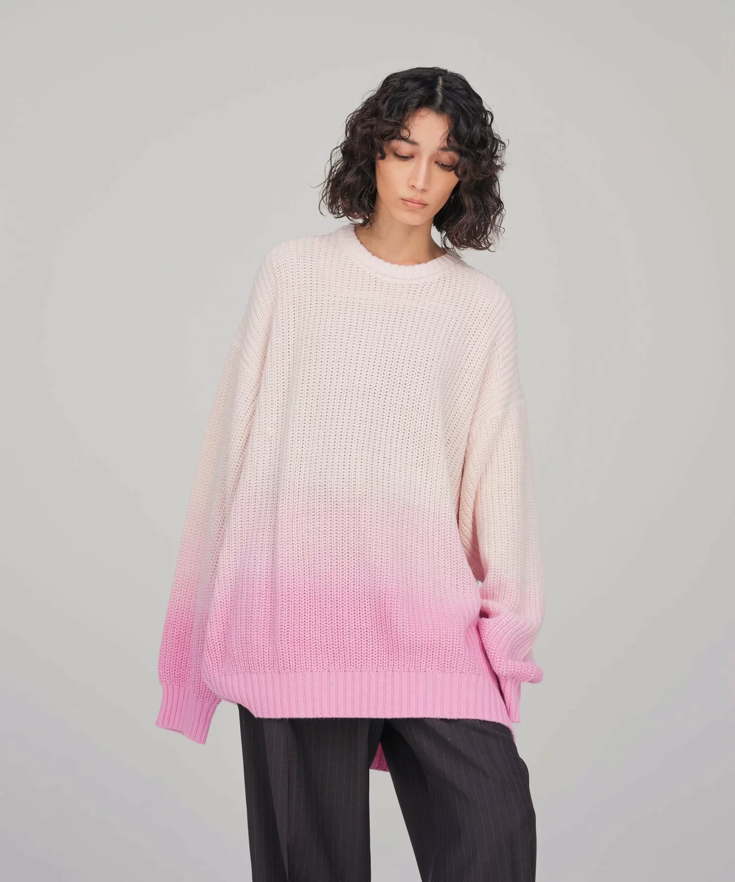 ADAM ET ROPE' Dip Dye グラデーション 畦編み ルーズニット