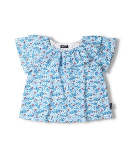 moujonjon 花柄プリントフリル半袖Tシャツ