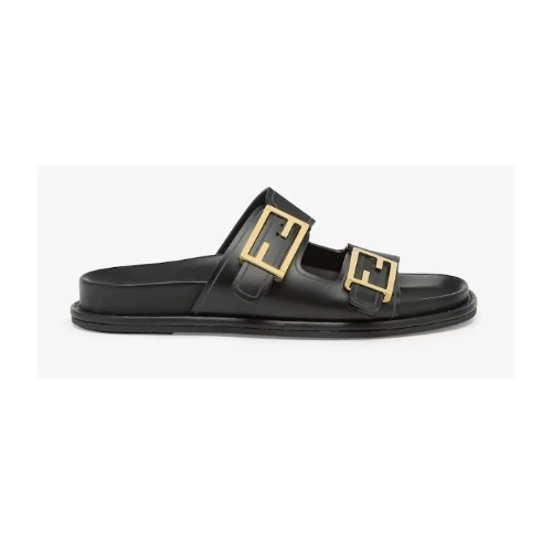FENDI ブラックレザー スライド