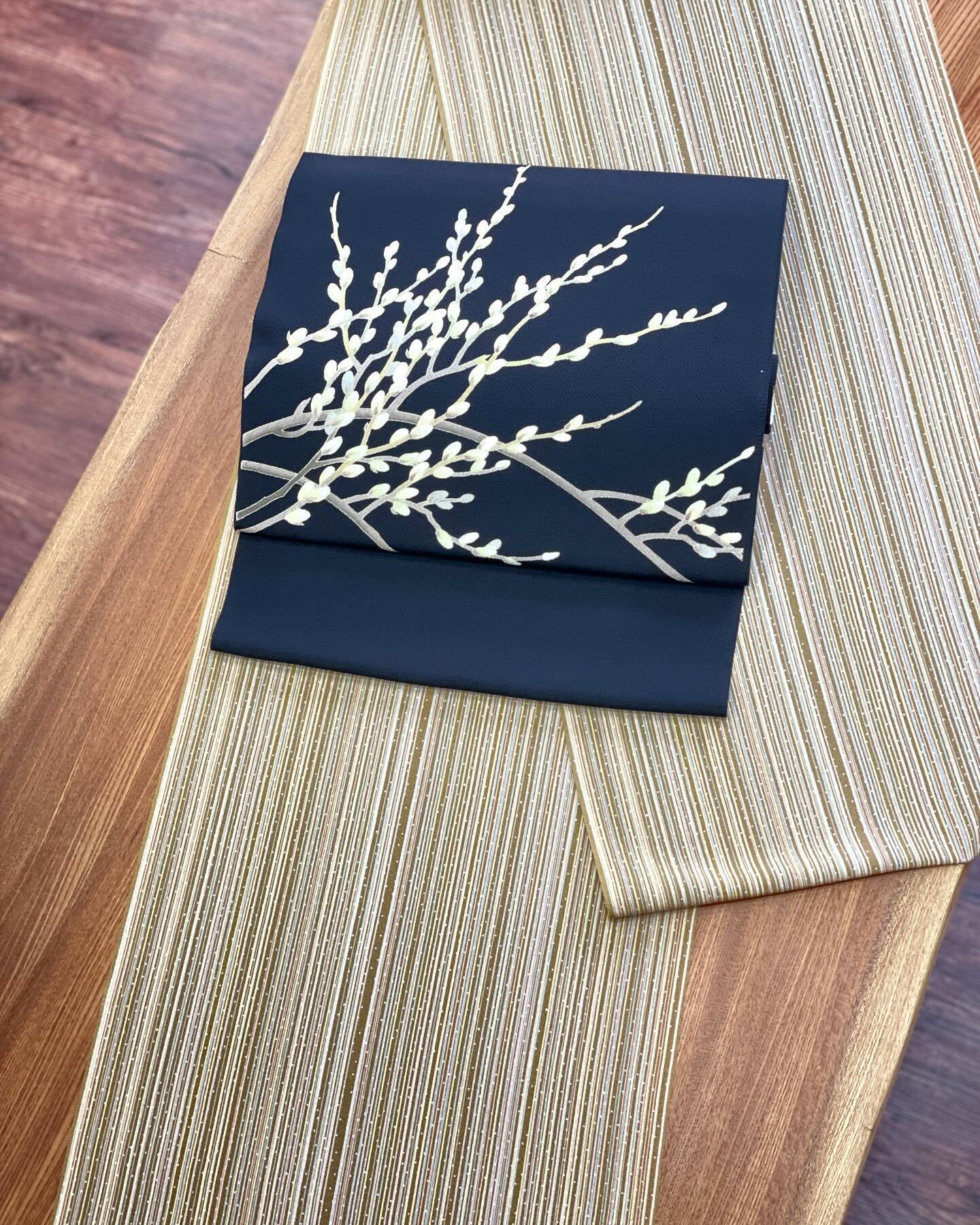 円居 手描き江戸友禅  猫柳 染め名古屋帯
