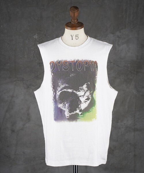 G.O.C カットオフ ルーズ ノースリーブ プリント TEE
