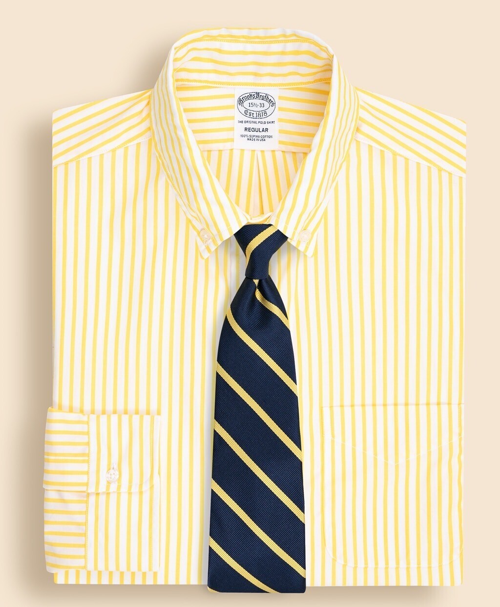 Brooks Brothers スーピマコットン ボールドストライプ ドレスシャツ Regular Fit