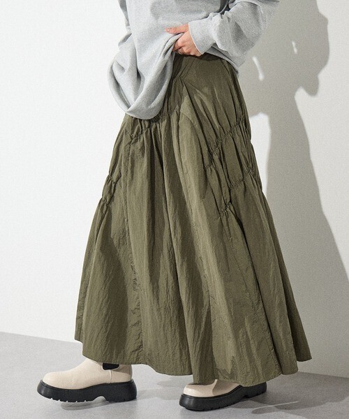 ELLEgirl デザインシャーリングナイロンスカート