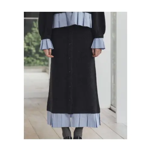 willfully pleats docking button slit pencil knit SK
