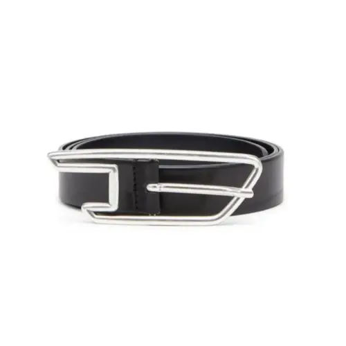 DIESEL 3cm leather belt with D-logo buckle