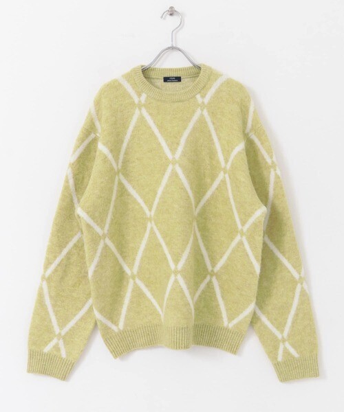 ITEMS URBANRESEARCH ウォッシャブル ラインダイヤ シャギーニット