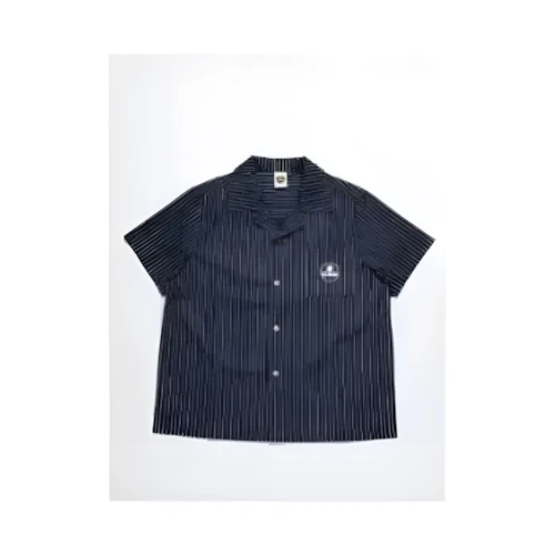 Bark at the Moon stripe open collar shirt