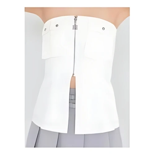 Darich ファスナーデザインコットンベアトップ
