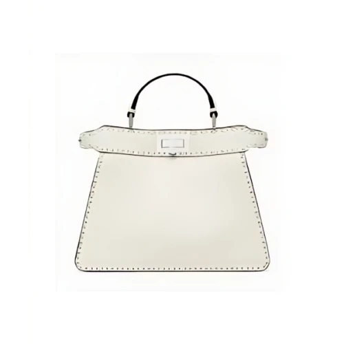 FENDI ピーカブー ISeeU スモール 556目の手縫いトップステッチ入りホワイト セレリアバッグ