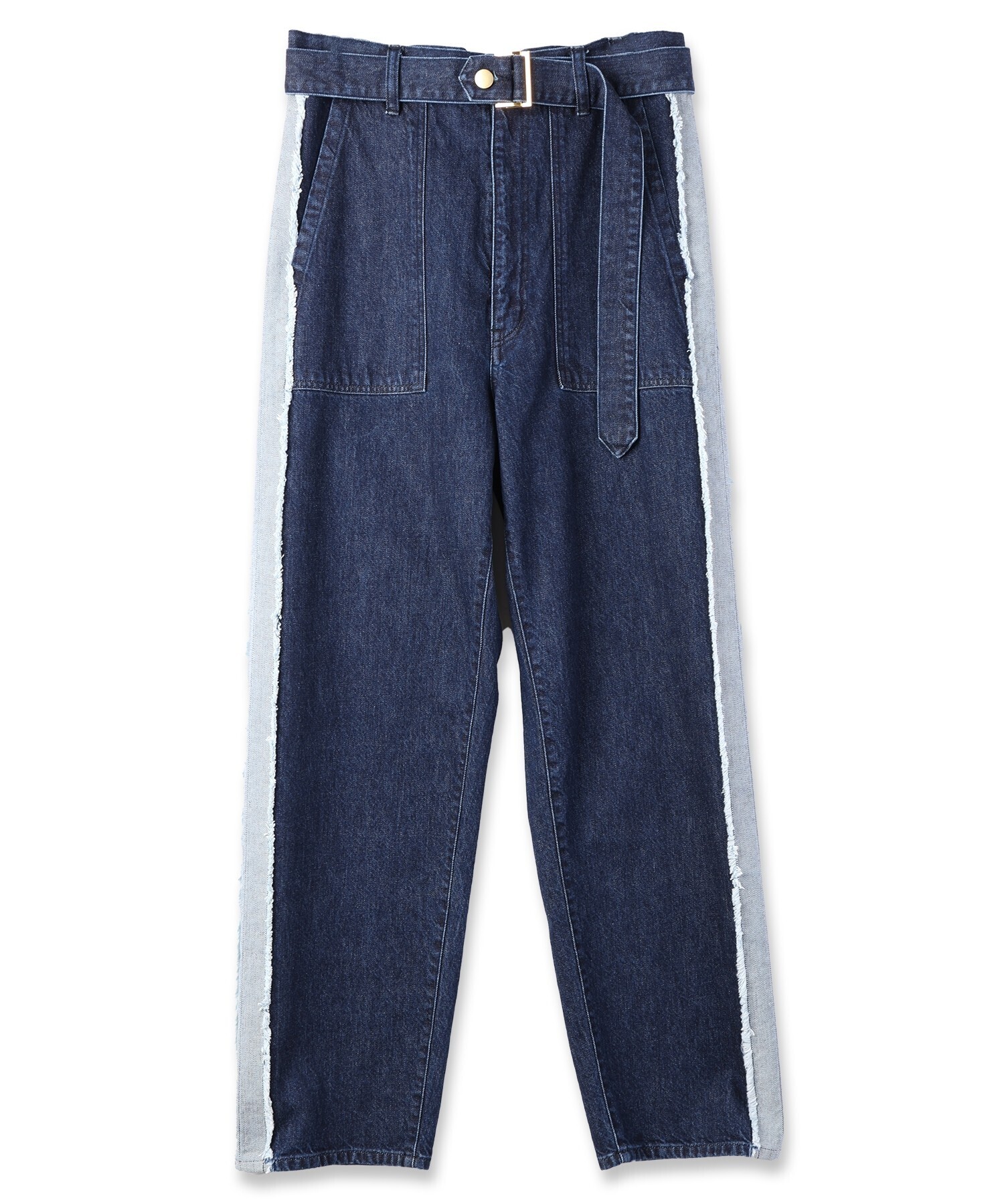 CULLNI Side Fringe Wide Denim Pants with Long Belt