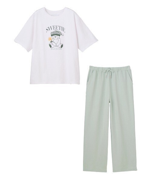 PEACH JOHN パジャマ ルームウェア くまＴシャツパジャマセット（通販限定ロングパンツ） レディース メンズ