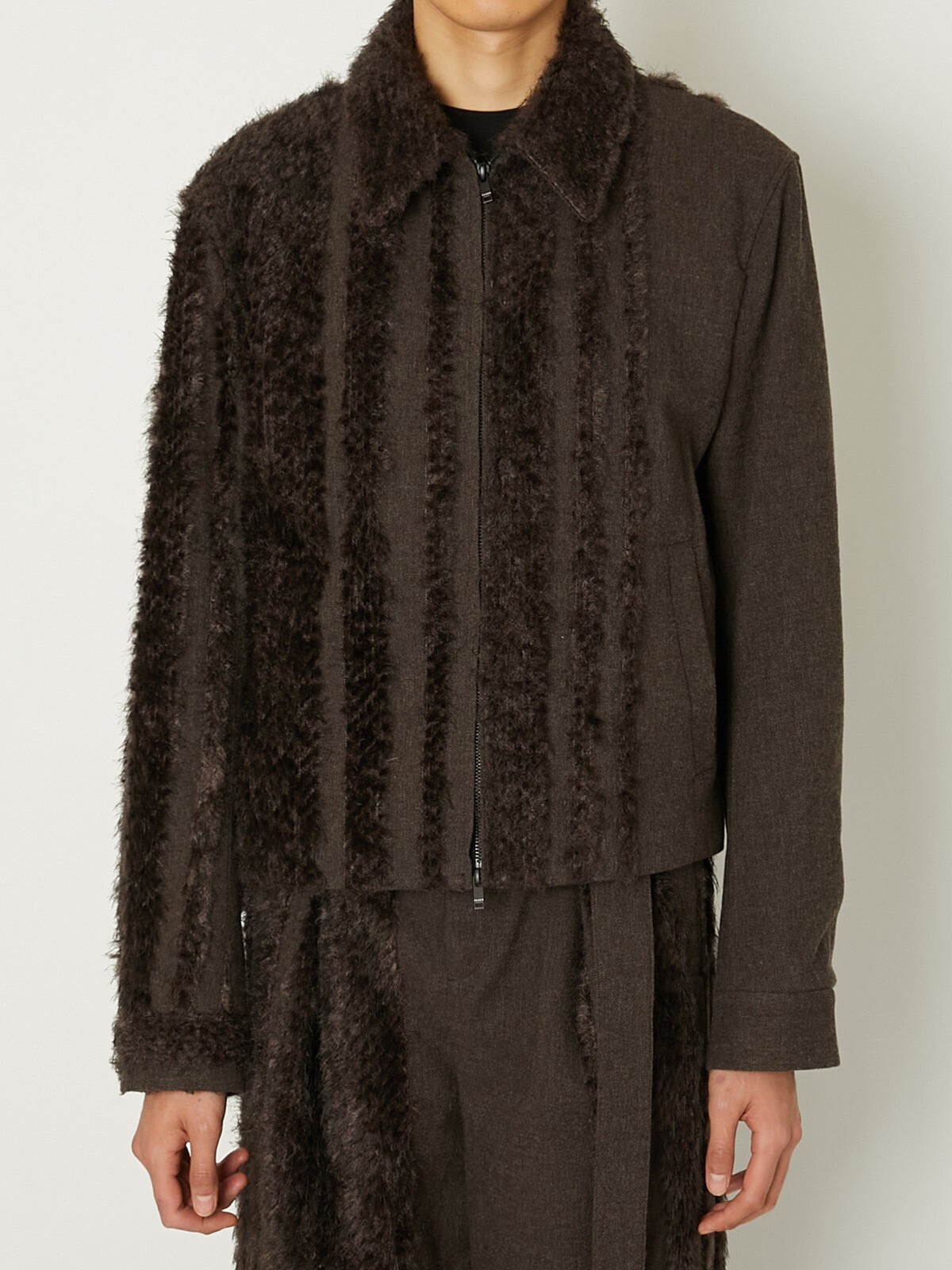 TAAKK FUR TWEED ZIP BLOUSON