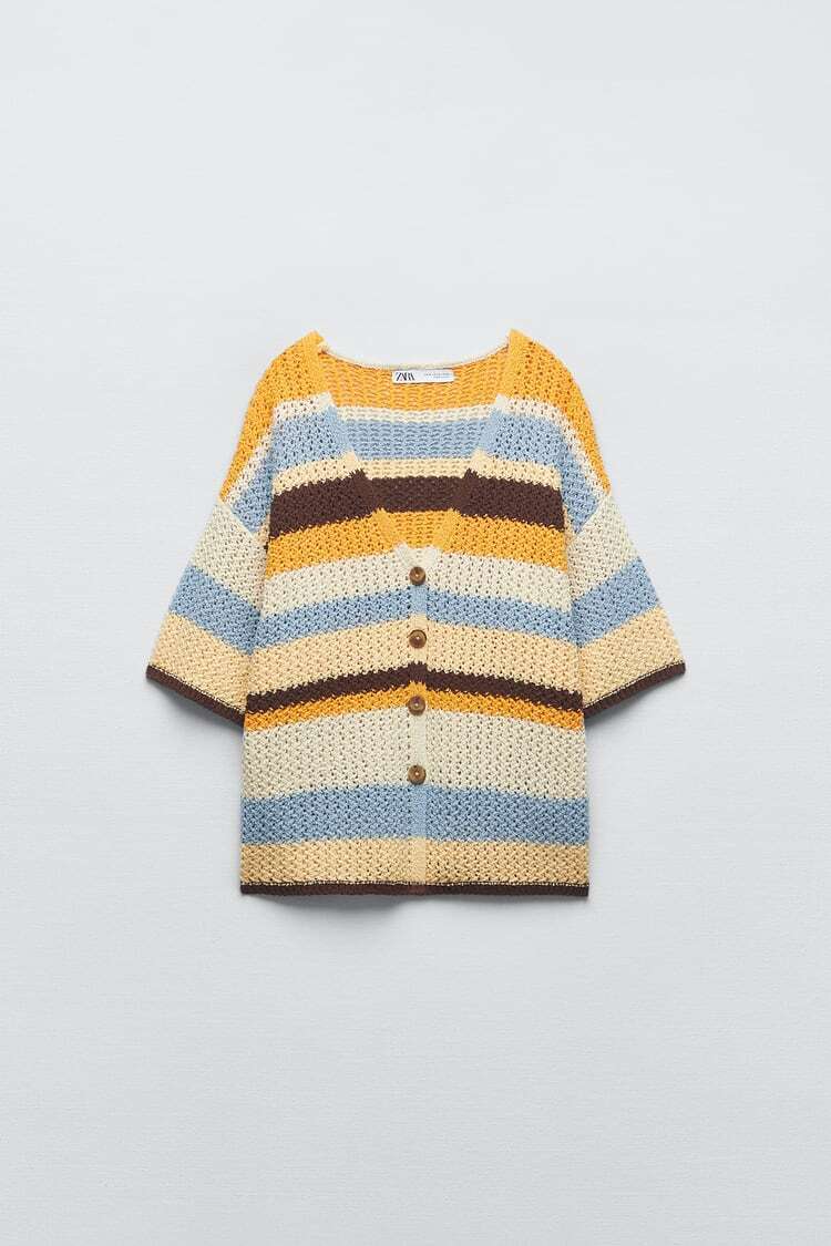 ZARA ボーダー ニットカーディガン