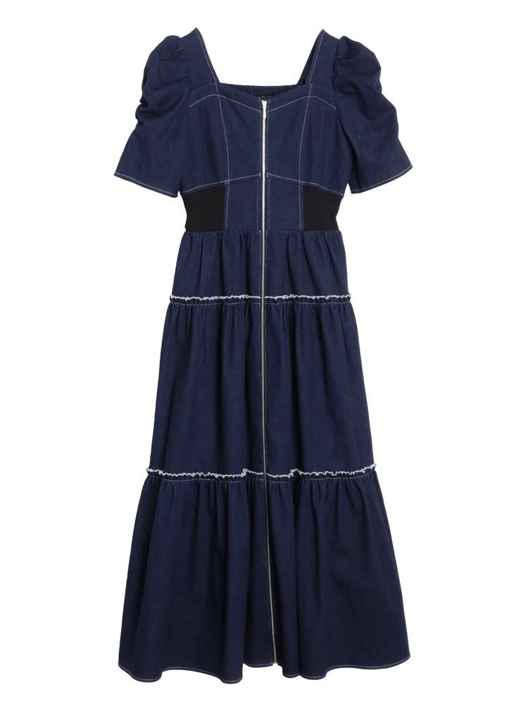 CALNAMUR ＜dazzlinコラボ＞ウエストリブティアードワンピース
