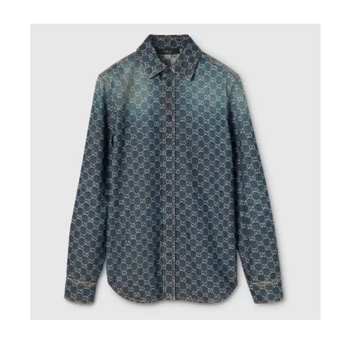 GUCCI GGコットンデニム ジャカード シャツ