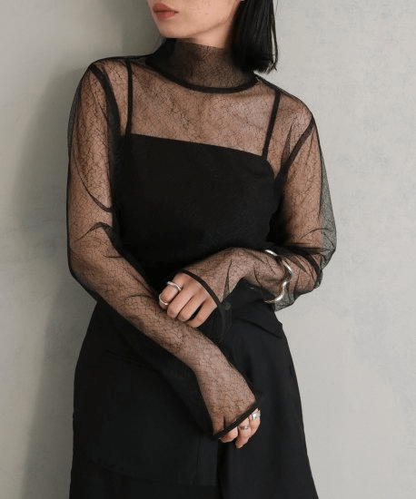 &g’aime EMBROIDERY SHEER TOPS/988-64204
