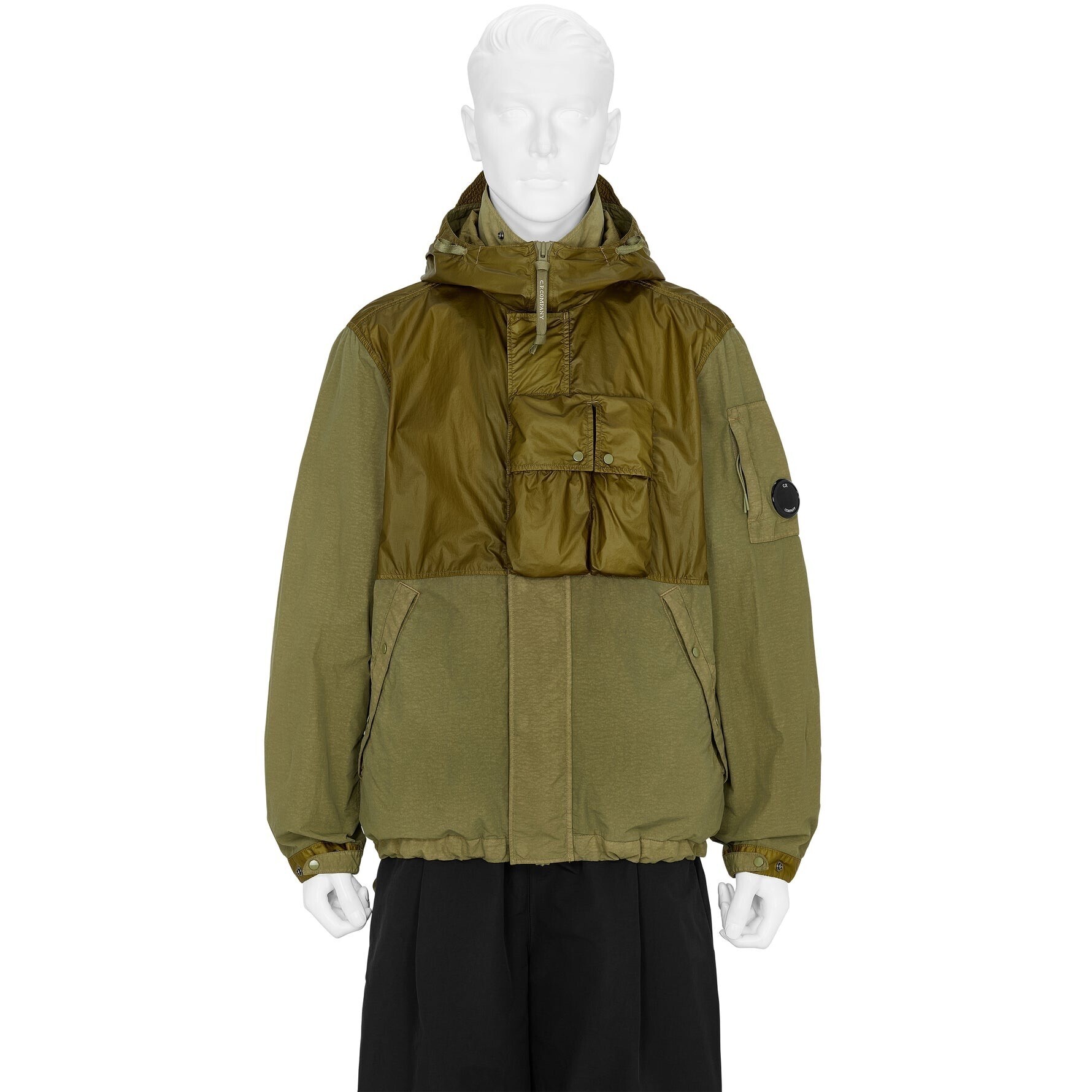 C.P. COMPANY FLATT NYLON PANEL JACKET OLIVE