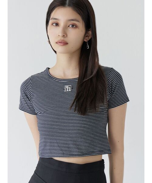 MURUA メタルロゴクロップドTシャツ