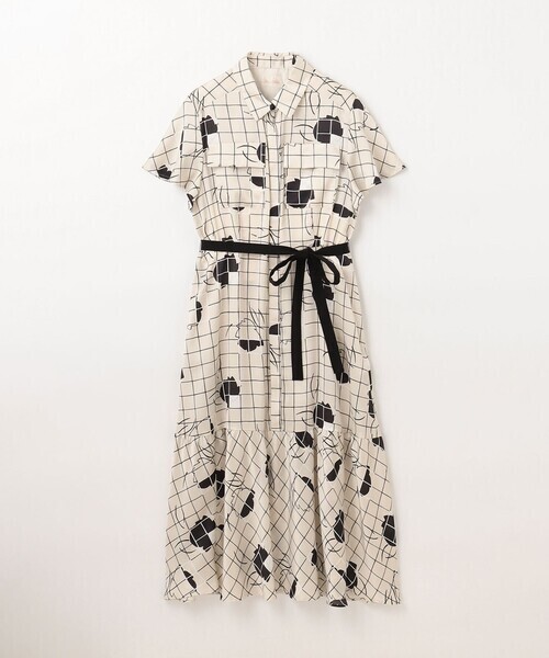 GRACE CONTINENTAL ラインフラワーシャツドレス