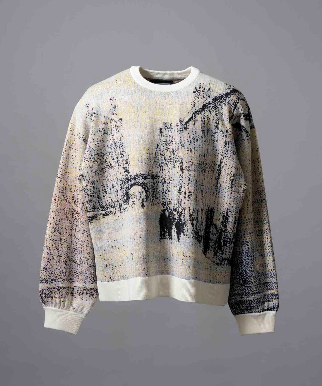 MAISON SPECIAL Prime-Over Landscape Painting Crew Neck Knit Pullover
