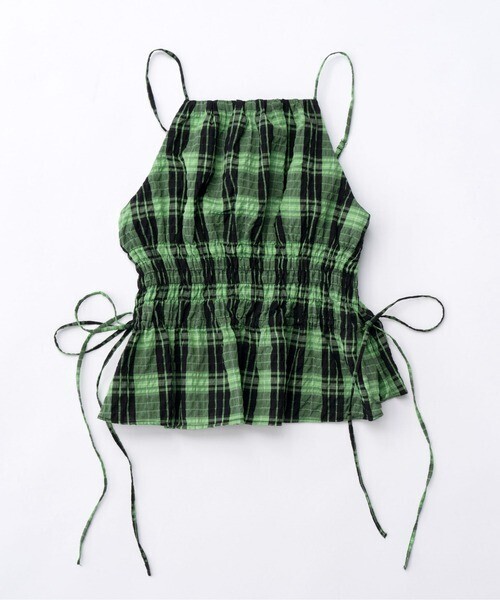 MAISON SPECIAL Checked Shirring Bustier/チェックシャーリングビスチェ