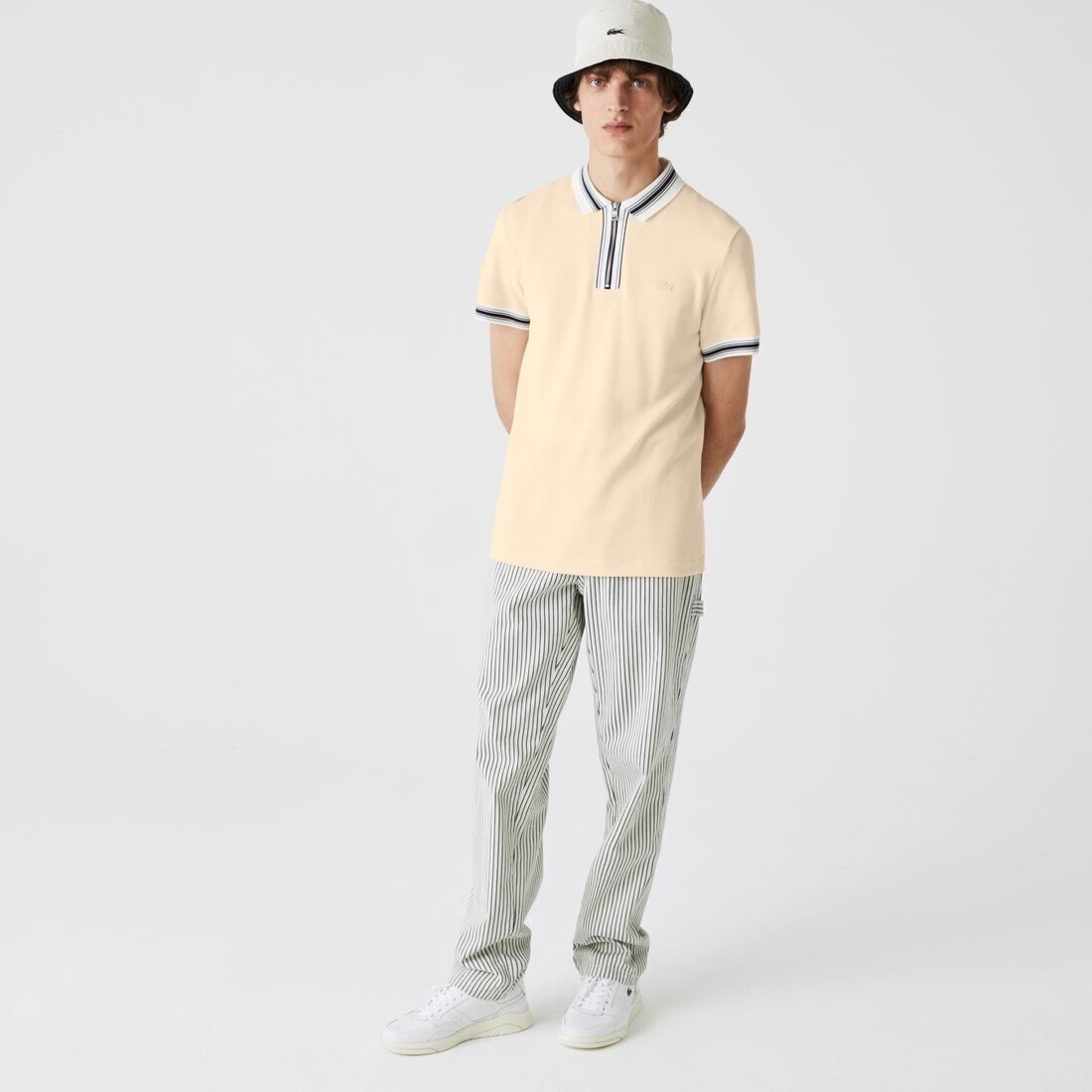 LACOSTE フロントジップポロシャツ （アイボリー）