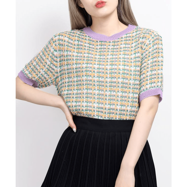 WEGO カラフルチェックニット