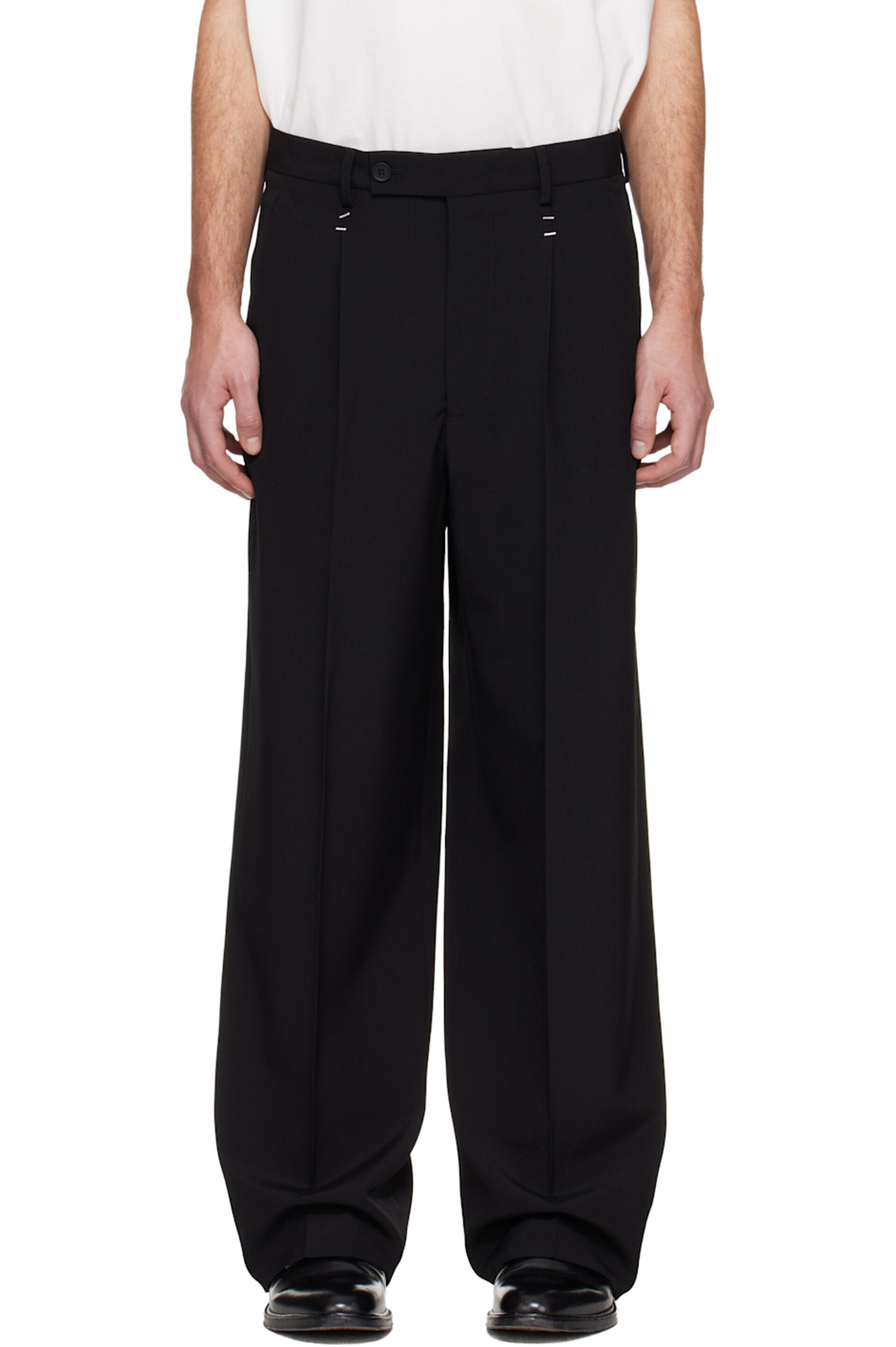 MM6 MAISON MARGIELA ブラック Stapled トラウザーズ