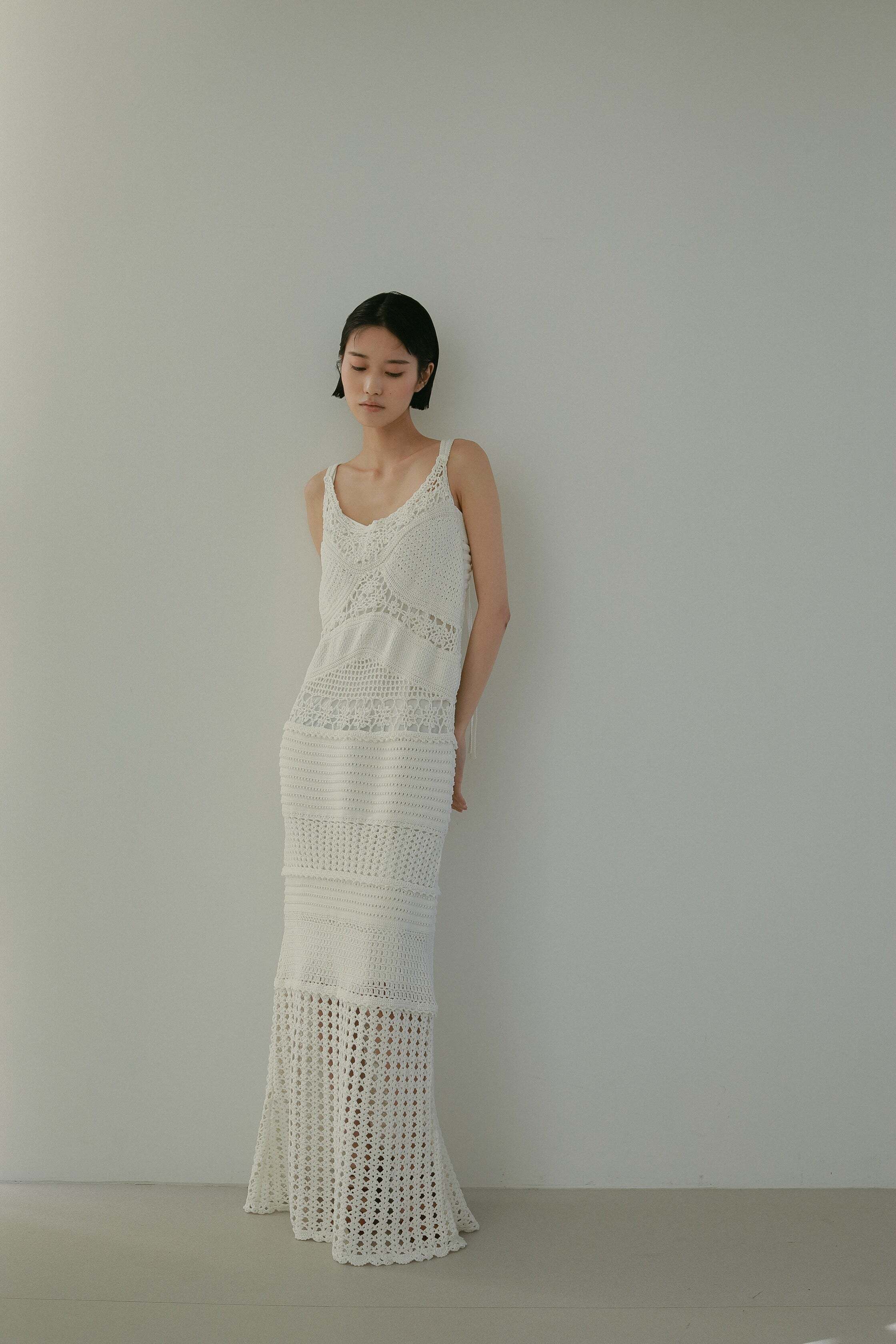 CASA FLINE パターンレース編みハンドニットドレス