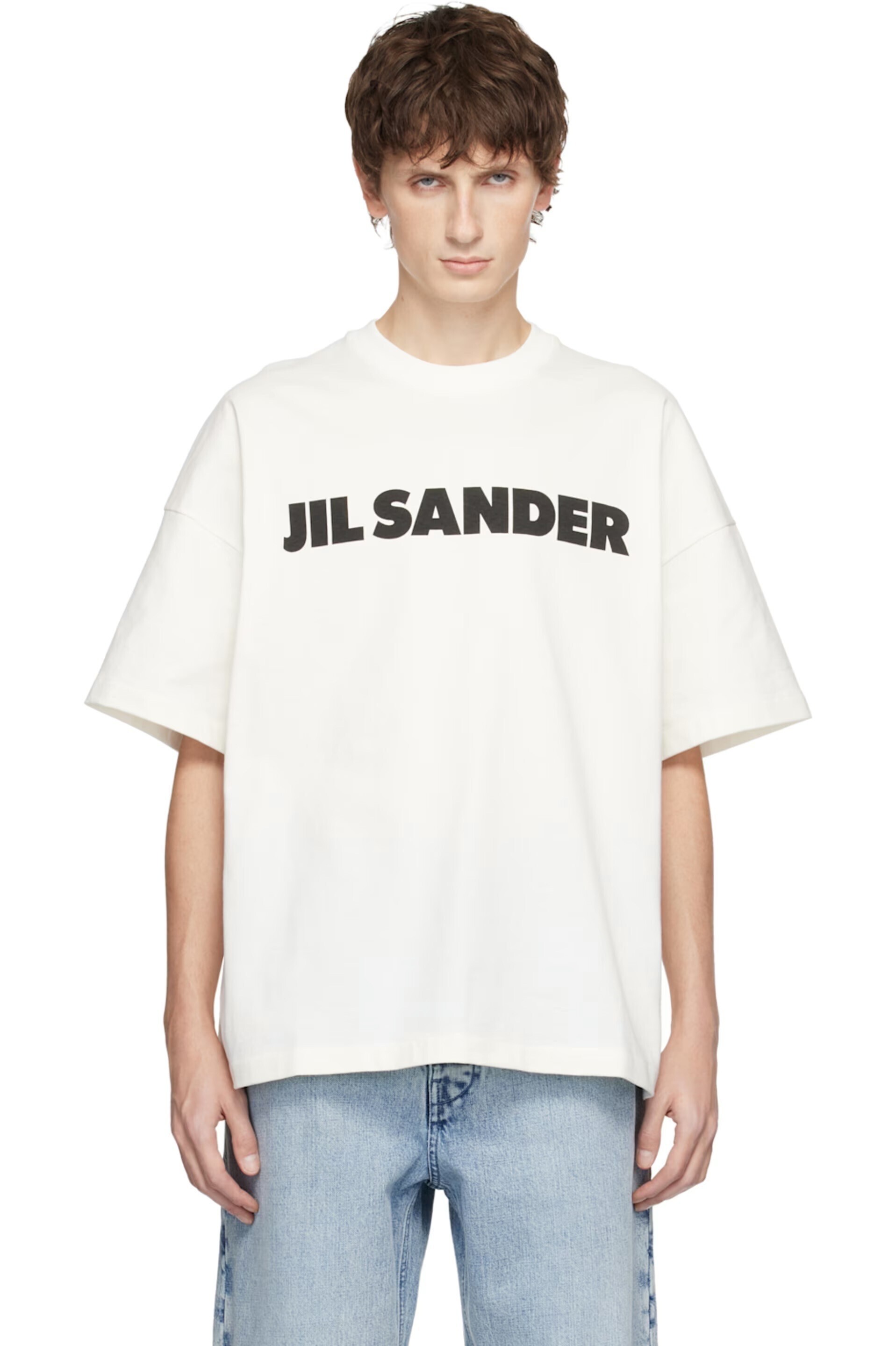 JIL SANDER オフホワイト ロゴ Tシャツ